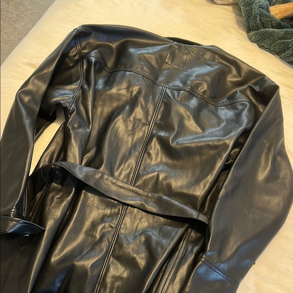 Black Faux Leather Belted Dress - Picture 4 of 5